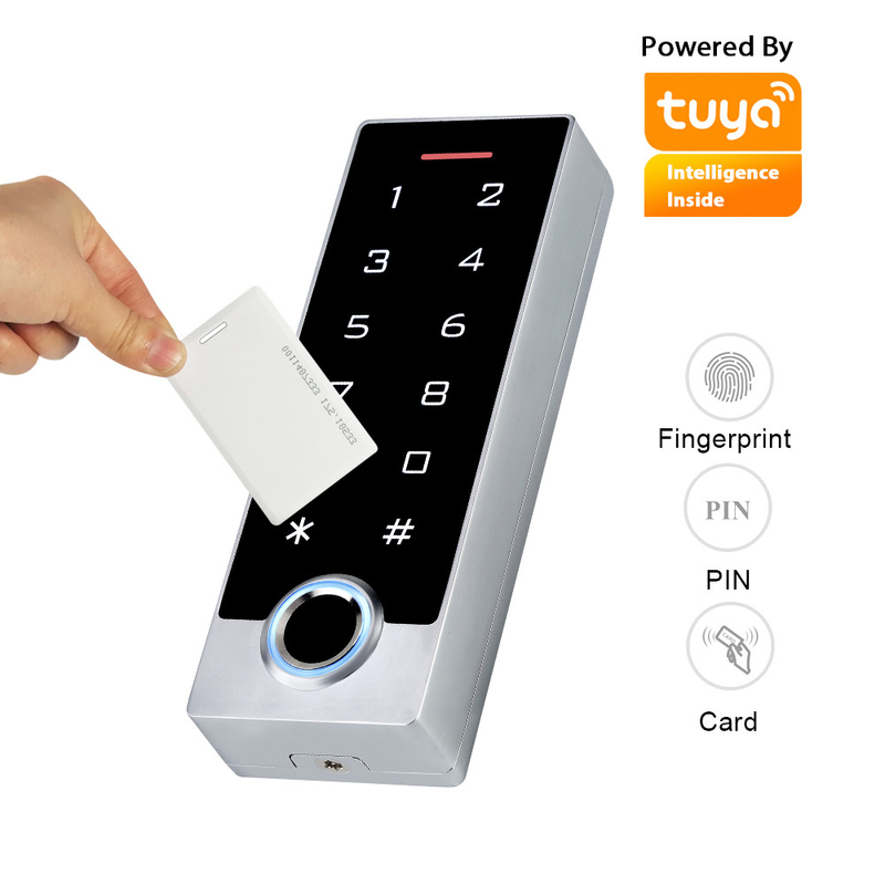 صفحه کلید لمسی IP68 کارت RFID بیومتریک اثرانگشت کنترل دسترسی درب اپلیکیشن Tuya