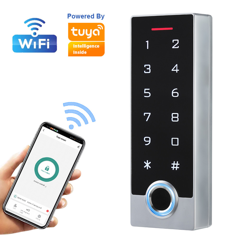 صفحه کلید لمسی صفحه نمایش IP68 ضدآب کنترل دسترسی کارت RFID اثرانگشت با برنامه Wifi Tuya