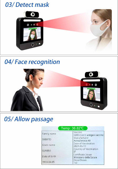 5 اینچی IPS Touch Screen Scanner Temperature Facial Kiosk Qr Code Green Pass Reader