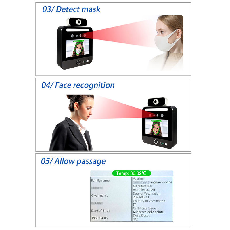 کیوسک مستقل اسکنر دما تشخیص چهره Verifica C19 ایتالیا