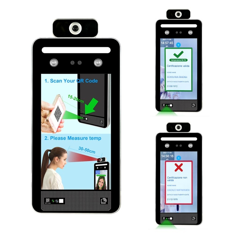 اسکنر دمای تشخیص چهره 8 اینچی اسکنر کد QR EU