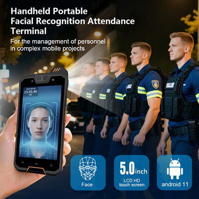 دستگاه تشخیص چهره قابل حمل همراه با اسکنر کد QR GPS NFC و طراحی محکم IP68 برای حضور تلفن همراه