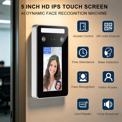 ترمینال تشخیص چهره پویا ضدآب با نرم افزار رایگان تشخیص کارت RFID